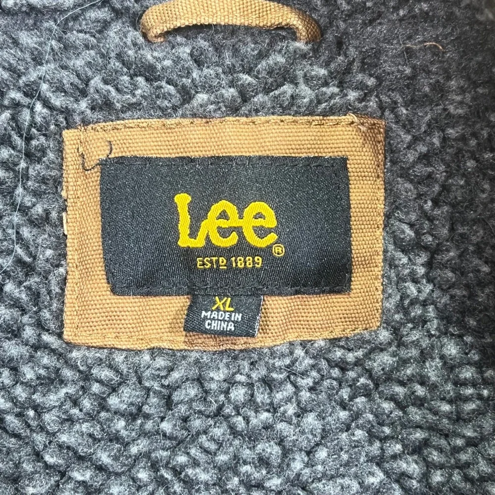 Lee‎ Mens Brown Cotton Canvas Sherpa Lined Workwear Vest XL Full Zip Pockets